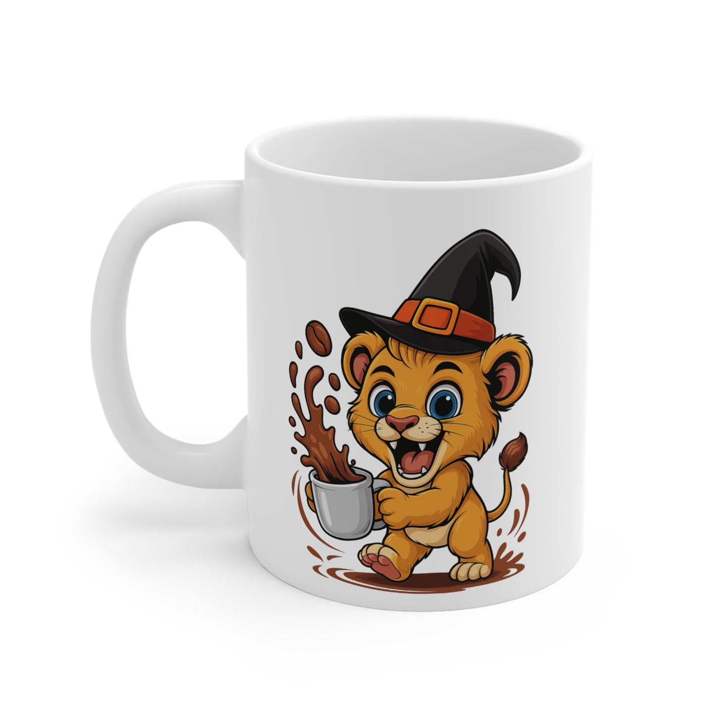 Tasse Lionceau Sorcière Halloween – Mug Céramique Café 325ml – Cadeau Fantaisie Original