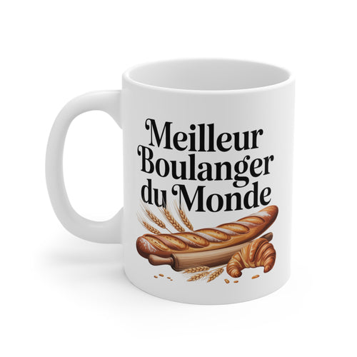 Tasse Meilleur Boulanger du Monde 325ml – Mug Céramique Pain et Croissant – Cadeau Original