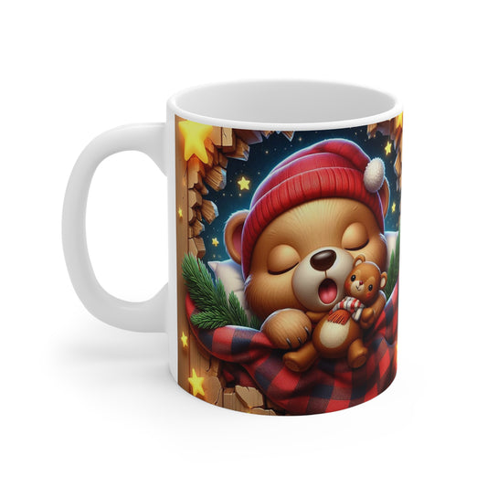 Tasse Ourson Hiver – Mug Céramique 325ml – Cadeau Cocooning Noël Animaux Mignons