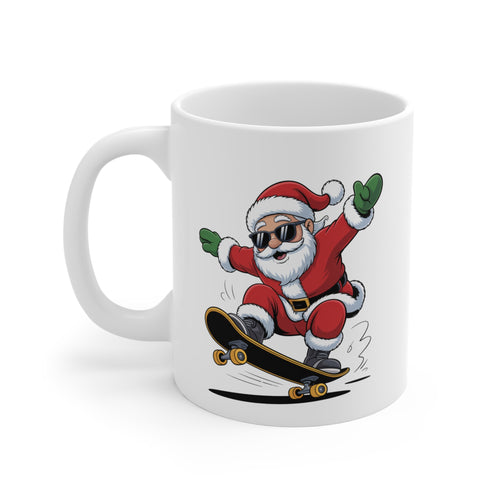 Tasse Père Noël Skateur – Mug Noël Original 325ml – Cadeau Festif et Humoristique