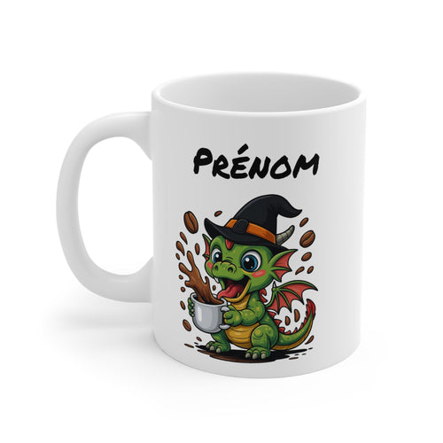 Tasse Personnalisable Dragon Sorcière – Mug Halloween Prénom 325ml – Cadeau Fantaisie Original