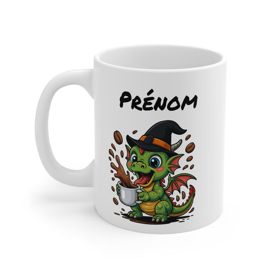 Tasse Personnalisable Dragon Sorcière – Mug Halloween Prénom 325ml – Cadeau Fantaisie Original