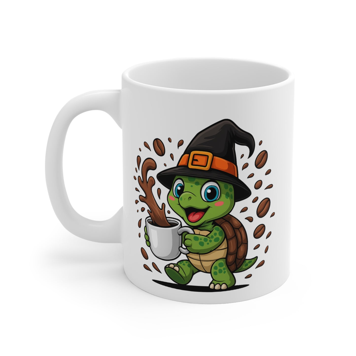 Tasse Tortue Sorcière Halloween – Mug Céramique Café 325ml – Cadeau Fantaisie Original