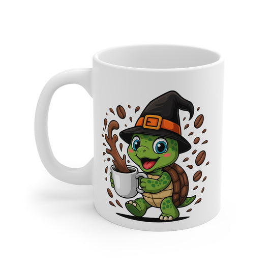 Tasse Tortue Sorcière Halloween – Mug Céramique Café 325ml – Cadeau Fantaisie Original