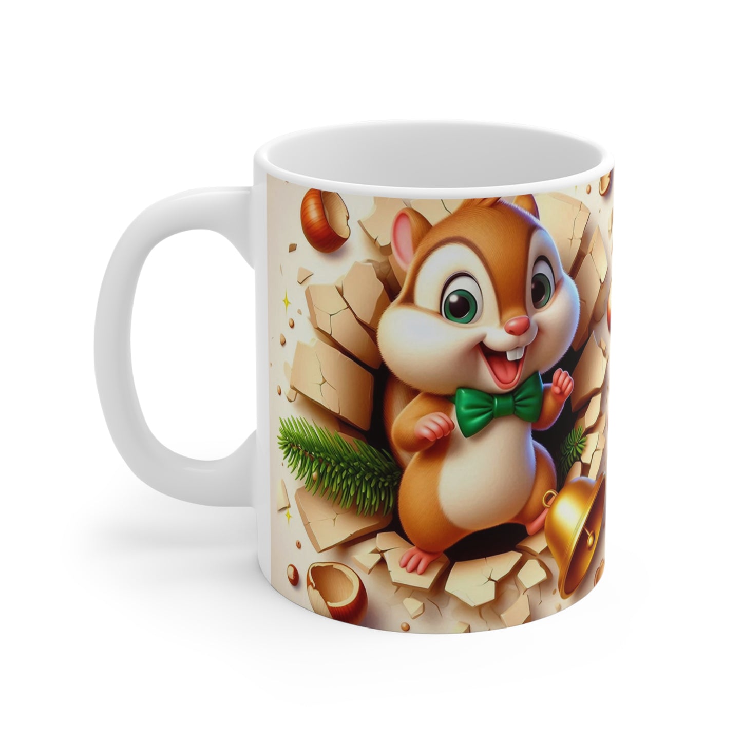 Tasse Écureuil Noël – Mug Céramique 325ml – Cadeau Hiver Festif Animaux Mignons