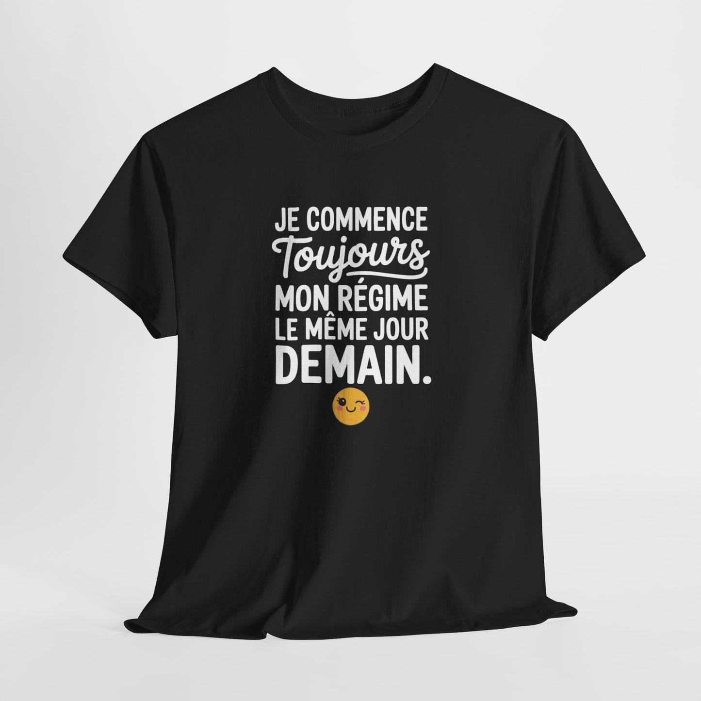 Tee Shirt Je Commence Toujours Mon Régime Demain – T-shirt Humour Procrastination – Cadeau Drôle
