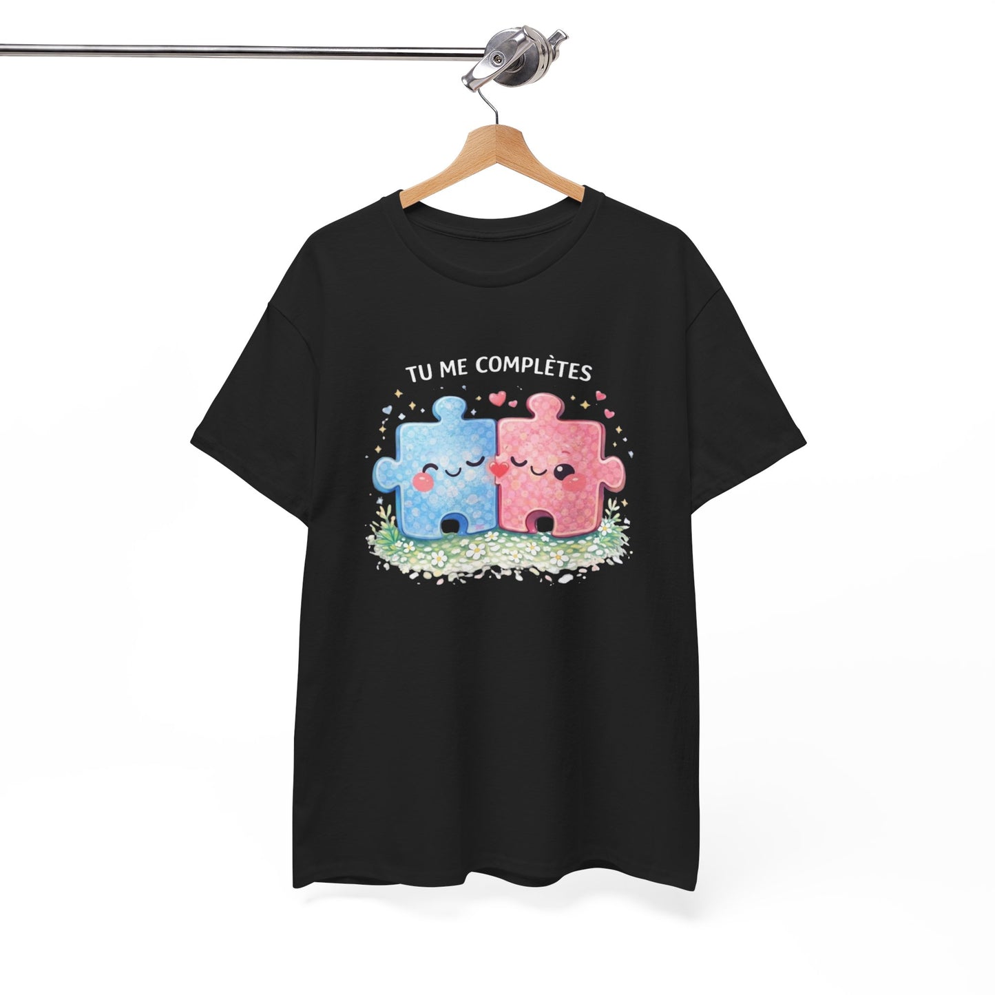 Tee Shirt Tu Me Complètes Puzzle Couple Amour – T-shirt Romantique Saint Valentin – Idée Cadeau
