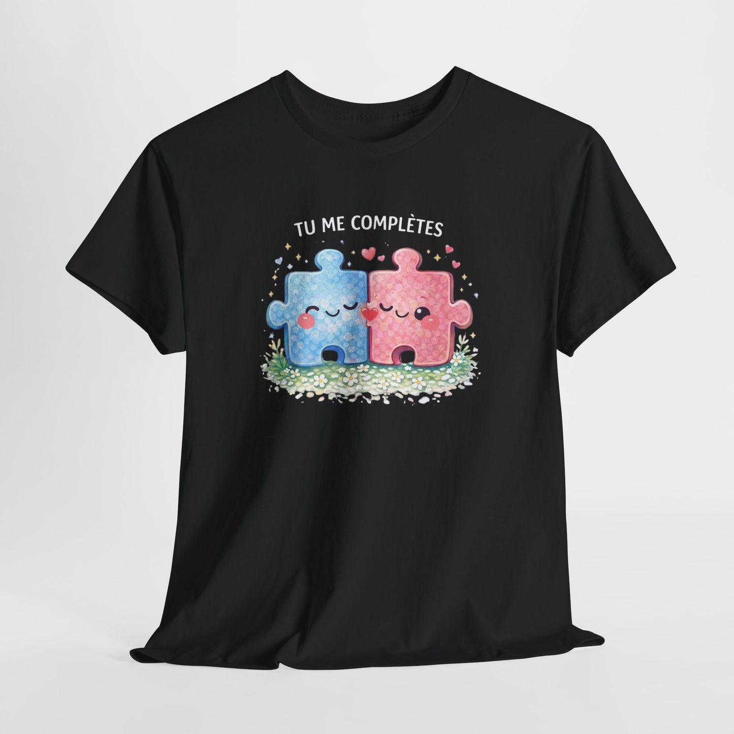 Tee Shirt Tu Me Complètes Puzzle Couple Amour – T-shirt Romantique Saint Valentin – Idée Cadeau
