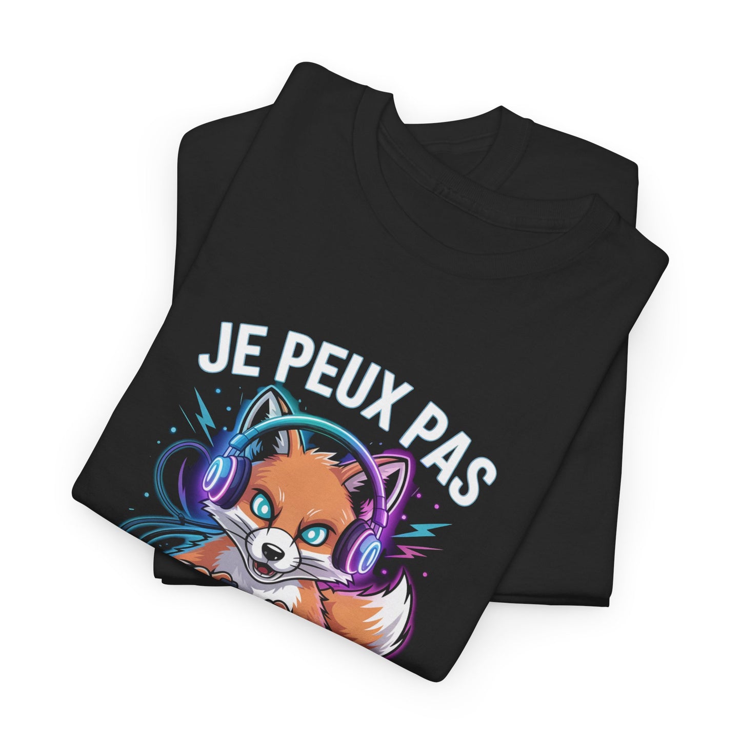 T-Shirt Gamer Homme Femme – Tee Shirt Jeu Vidéo Renard Console – Cadeau Gaming Drôle Noir Blanc Gris