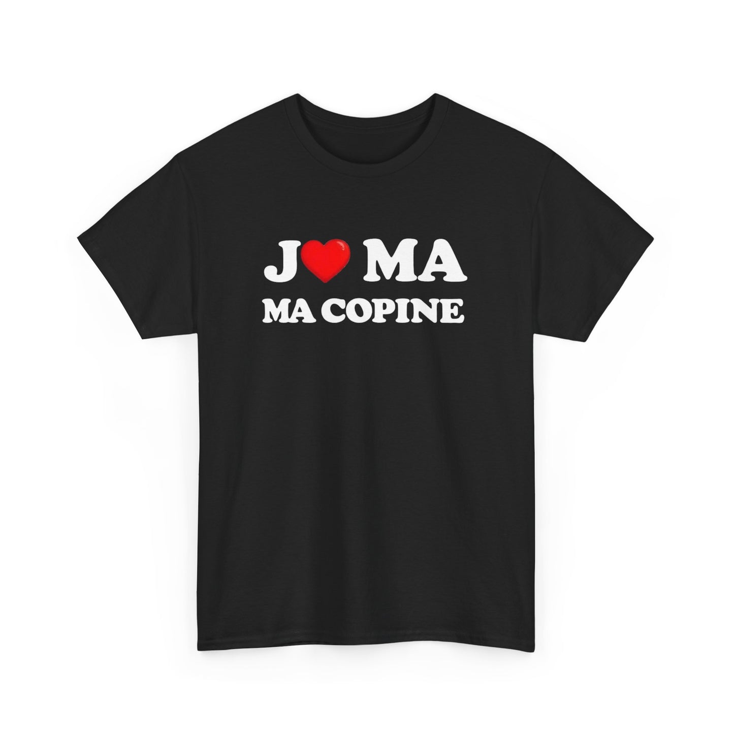 Tee Shirt J’aime ma copine – Message amour couple – Cadeau romantique Blanc Gris Noir