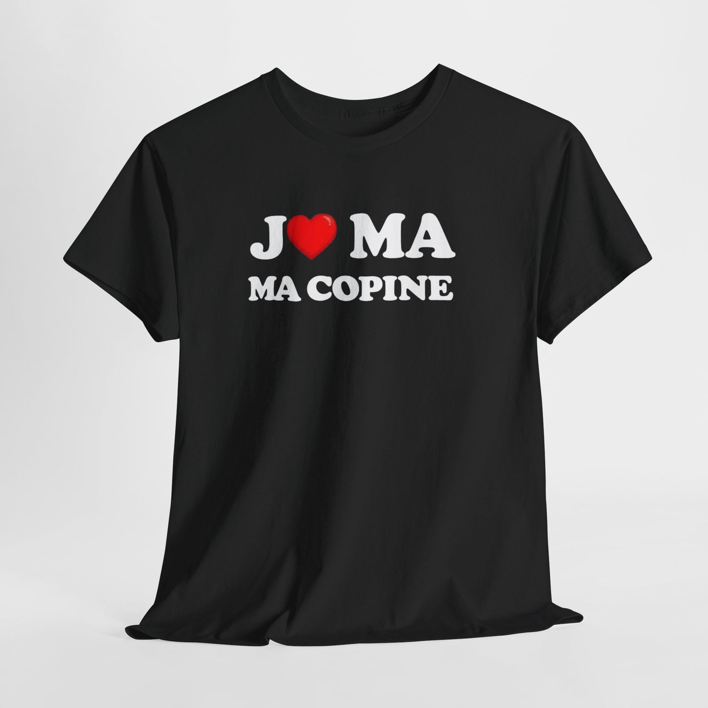 Tee Shirt J’aime ma copine – Message amour couple – Cadeau romantique Blanc Gris Noir