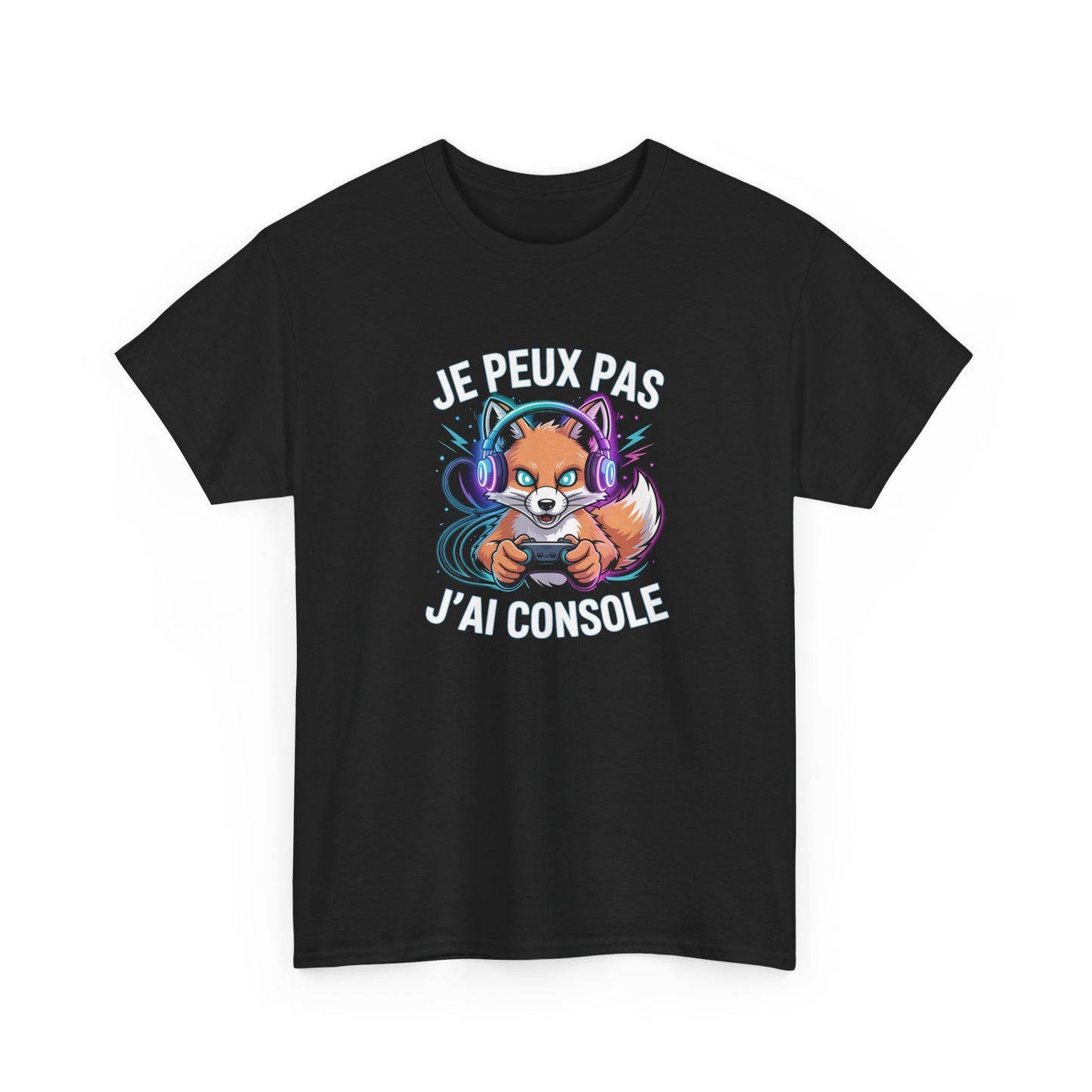T-Shirt Gamer Homme Femme – Tee Shirt Jeu Vidéo Renard Console – Cadeau Gaming Drôle Noir Blanc Gris