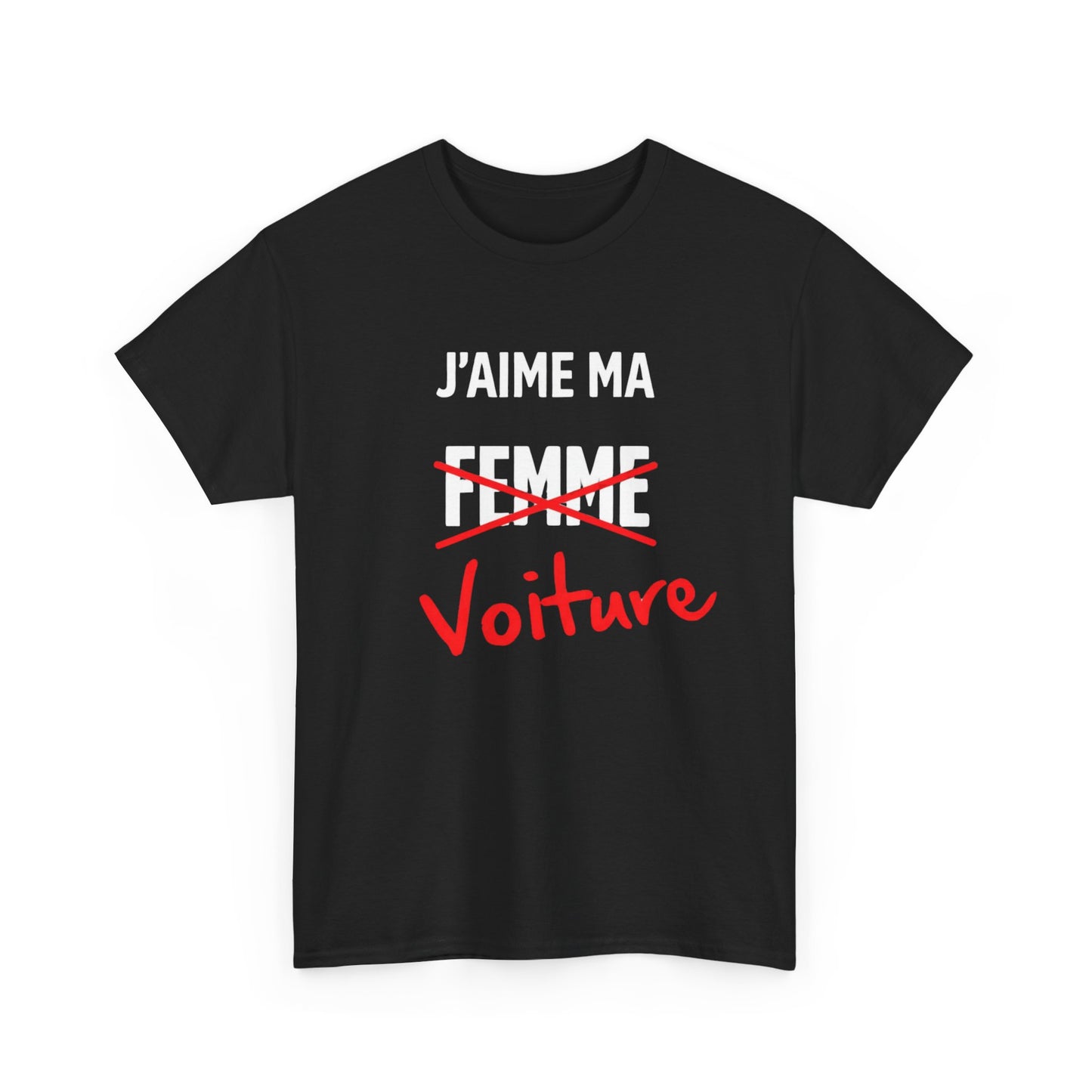 T-Shirt Humour J’aime ma Voiture – Tee Shirt Blague Adulte – Cadeau Drôle Homme Femme