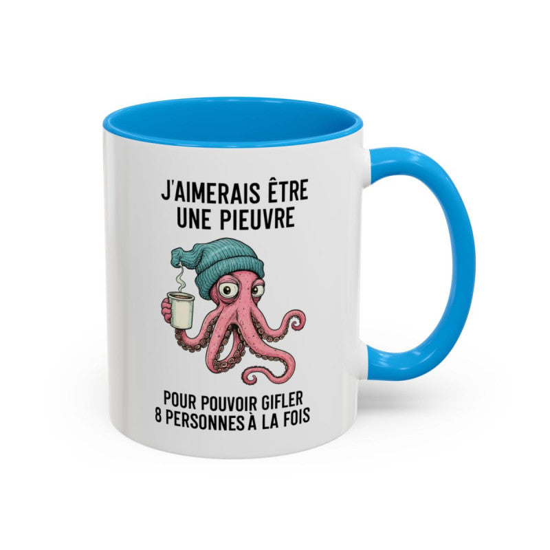 Mug Poulpe et Café – Tasse Céramique Illustration Originale – Humour Matinal & Style Artistique – Cadeau Bureau