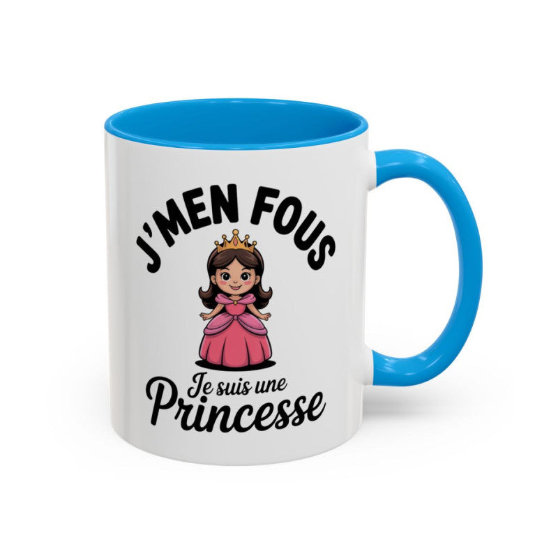 Mug Princesse Humour "J’men fous je suis une princesse" – Tasse Céramique Fille Reine Couronne – Cadeau Drôle Femme