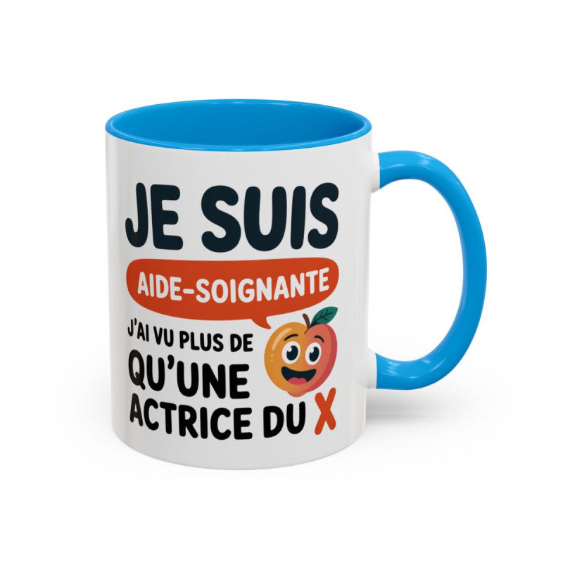 Tasse Aide-Soignante Humour – J’ai vu plus de qu’une actrice du X – Mug Métier Soignant Drôle – Céramique 325ml